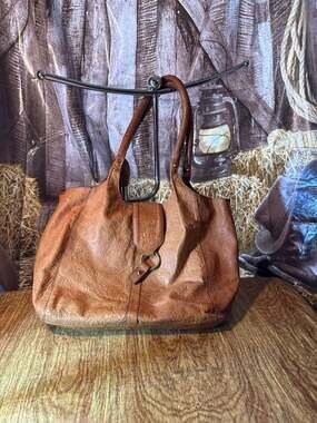 Vintage 1990's Handbag Purse *great American Leather Works* Painted Genuine Leat